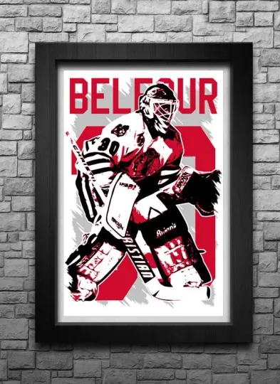 Discover ED BELFOUR art print/poster CHICAGO BLACKHAWKS FREE S&H! JERSEY B2G2