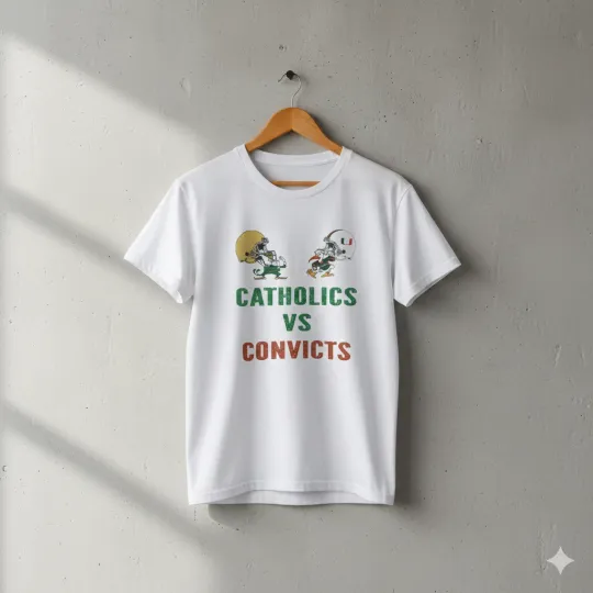 Discover Catholics vs Convicts Vintage Football Rivalry Graphic T-Shirt