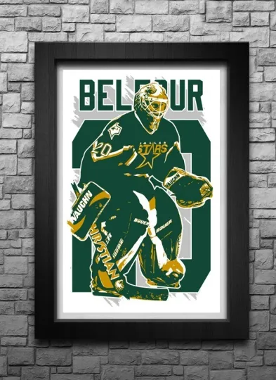 Discover ED BELFOUR art print/poster DALLAS STARS FREE S&H! JERSEY B2G2