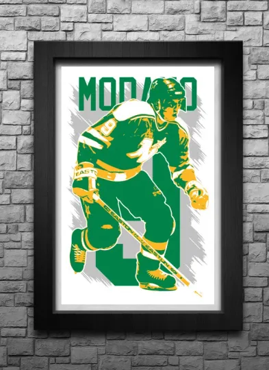 Discover MIKE MODANO art print/poster MINNESOTA NORTH STARS FREE S&H! JERSEY B2G2