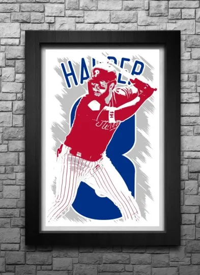 Discover BRYCE HARPER art print/poster PHILADELPHIA PHILLIES FREE S&H! JERSEY B2G2