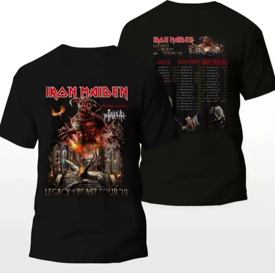 Discover Iron Maiden Legacy of the Beast 2019 Tour T-Shirt – Double Sided Unisex Band Tee