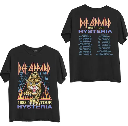 Discover Def Leppard Hysteria 1988 Tour T-Shirt Double Sided