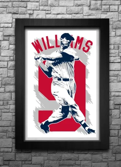 Discover TED WILLIAMS art print/poster BOSTON RED SOX FREE S&H! JERSEY B2G2