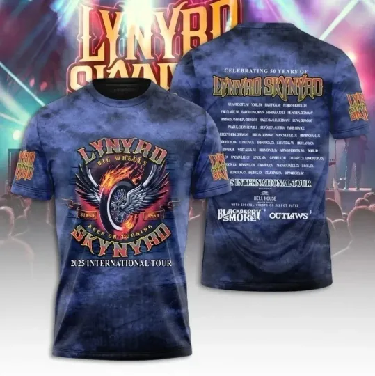 Discover Lynyrd Skynyrd 50th Anniversary 2025 International Tour 3D T-Shirt