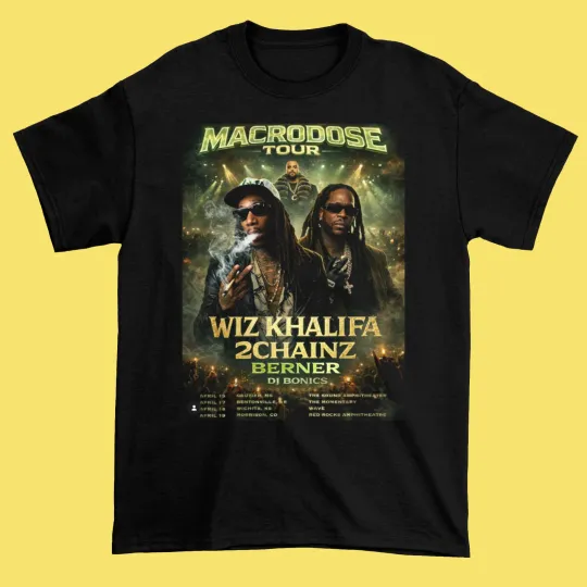 Wiz Khalifa 2026 Tour Black Cotton Shirt Full size