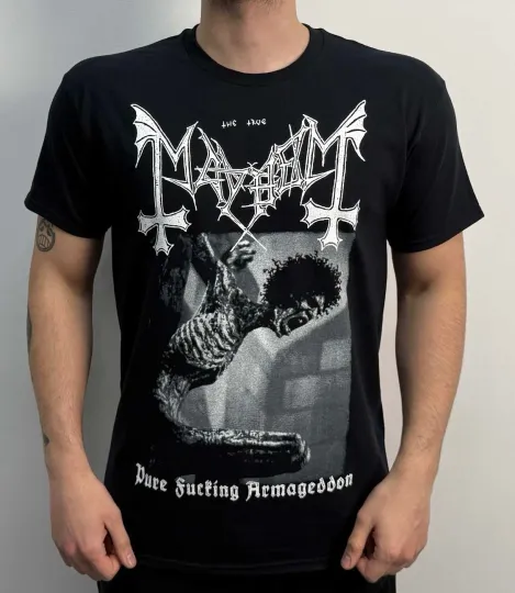 Discover Mayhem Pure  Armageddon T-Shirt Black Bathory Gildan