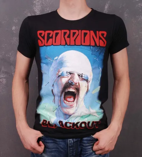 Discover Scorpions Blackout T-Shirt Judas Priest Gildan