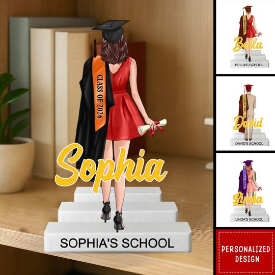 Discover Graduate Standing With Name Shiny Effect Class Of 2026 2027 - Personalized Shaped Acrylic Plaque