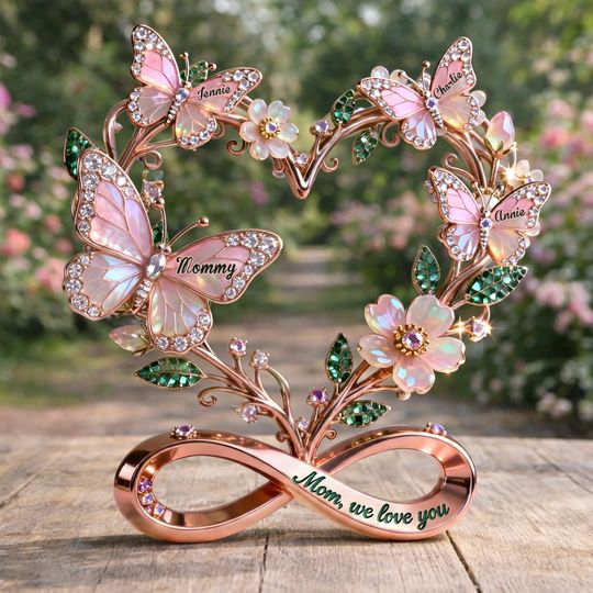 Discover Stunning Butterflies On Mom Shaped Acrylic Plaque, Personalized Gifts For Mom & Grandma