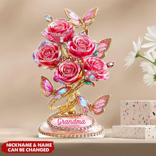 Discover Each Rose Holds A Piece Of Your Heart - Family Personalized Custom Acrylic Plaque Custom Shape