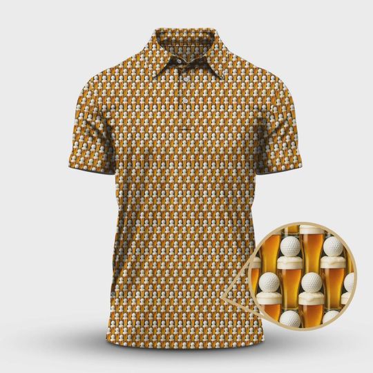 Discover Golf And Beer Pattern Shirt, Funny Golf Shirt For Men, Pattern Golf Polo