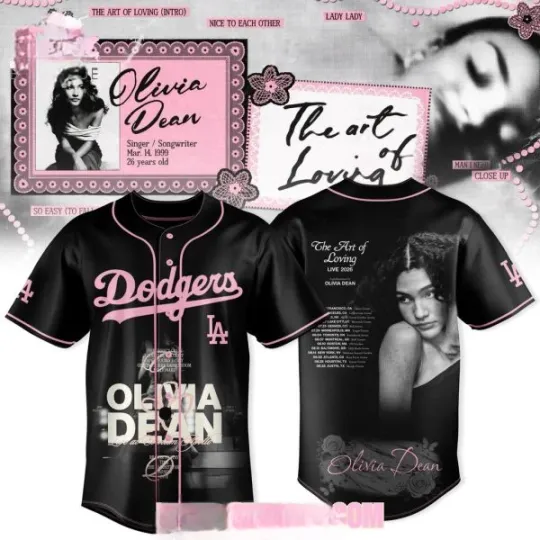 Discover Dodgerss x Olivia Dean   2026 Black Jersey