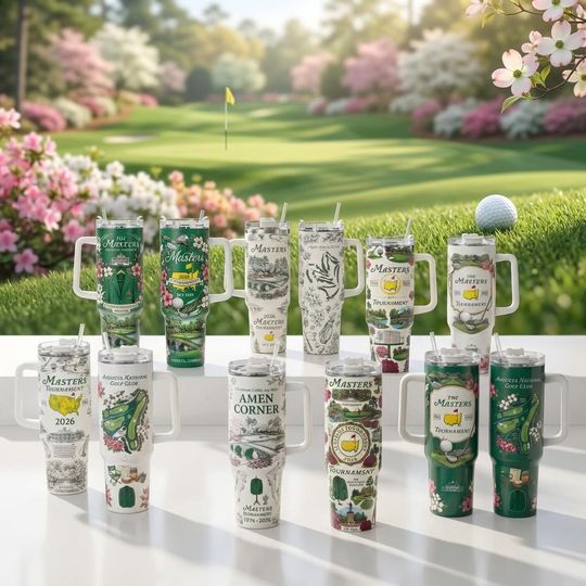 Discover Masters Golf 2026 Tumbler 40oz with Handle Augusta-Inspired Champion Design Insulated Travel Mug