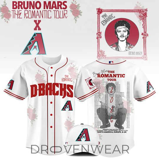 Arizonna Diamondbacks x Bruno Mars The Romantic Tour Jersey Limited Edition
