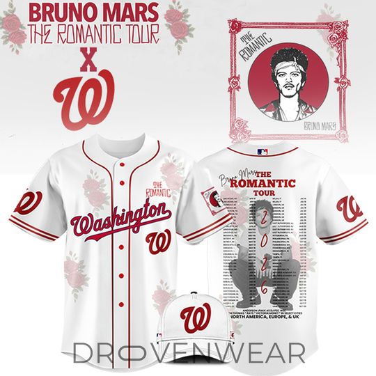 Discover Washington Nationals x Bruno Mars The Romantic Tour Jersey Limited Edition