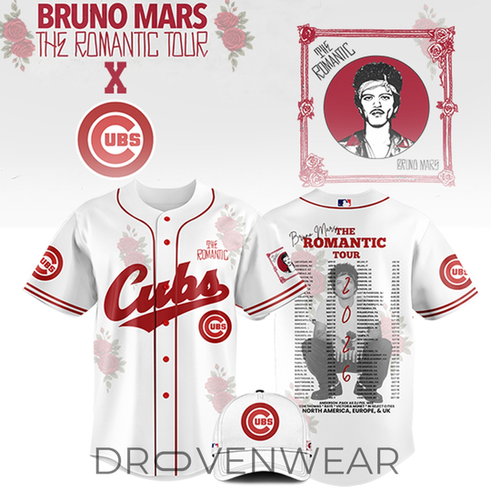 Chicago Cubs x Bruno Mars The Romantic Tour Jersey Limited Edition