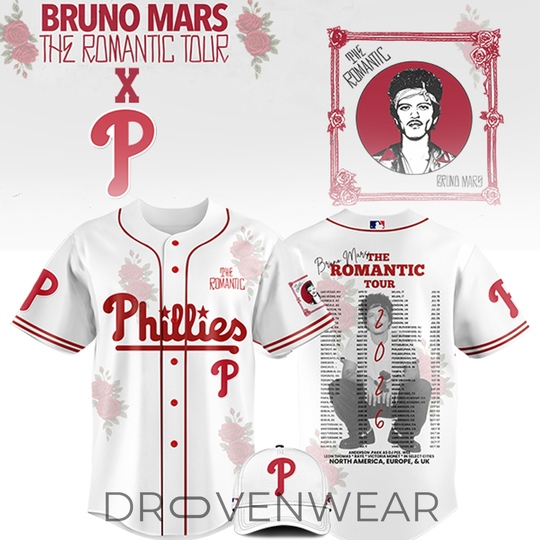 Philadelphia Phillies x Bruno Mars The Romantic Tour Jersey Limited Edition