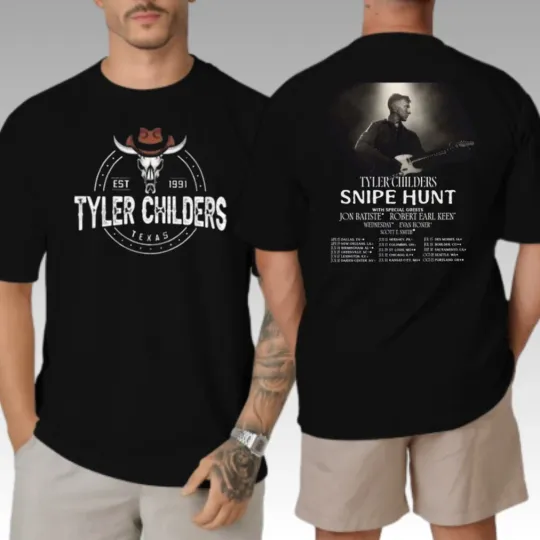 Discover Tyler Childers Shirt, Tyler Childers Snipe Hunt 2026 Tour Double Sided T-Shirt