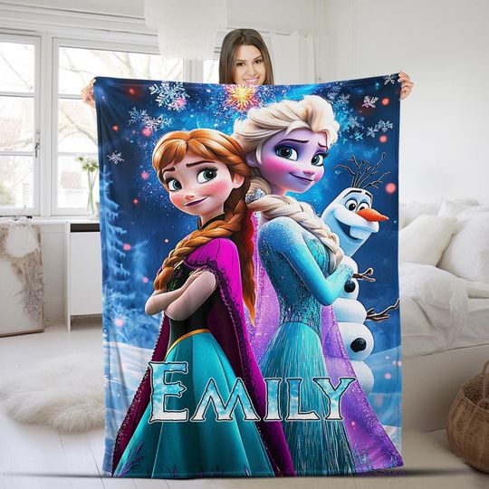 Discover Personalized Disney Frozen Blanket, Disney Princess Elsa Blanket, Custom Name Anna Elsa Blanket, Birthday Blanket, Christmas Gift NFVG15