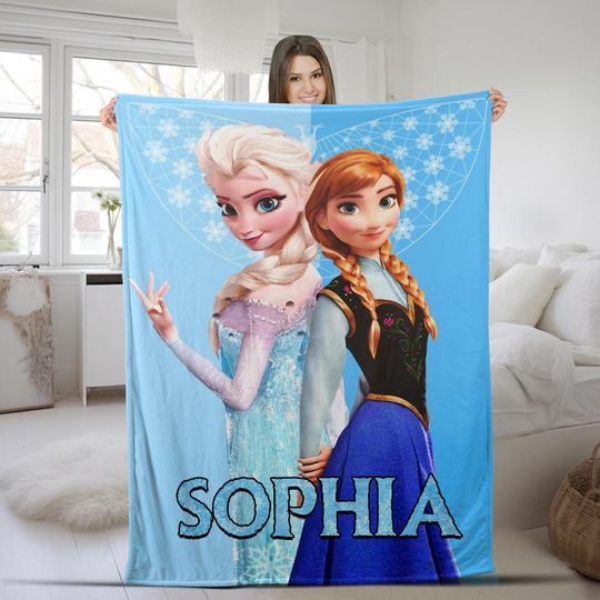 Discover Personalized Disney Frozen Blanket, Disney Princess Elsa Blanket, Custom Name Anna Elsa Blanket, Birthday Blanket, Christmas Gift NFVG15