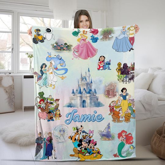Discover Personalized Disneyland Movies Blanket, Mickey And Friends Fleece Blanket Magic Kingdom Birthday Blanket,Gift for Boy or Girl