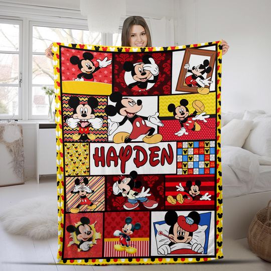 Discover Personalized Mickey Mouse Blanket, Mickey Mouse Birthday Gifts, Disneyland Mickey Minnie Christmas Gift For Her