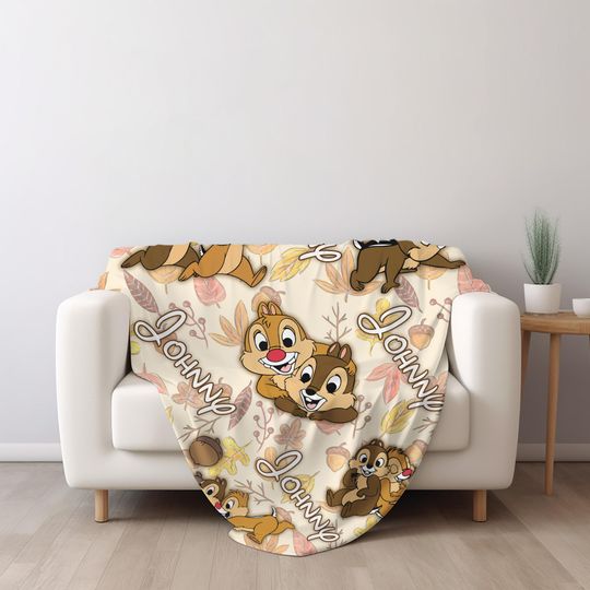 Discover Personalized Watercolor Disneyland Chip and Dale Fleece Blanket, Disneyland Double Trouble Blanket, Disneyland Couple Fleece Blanket C1J207