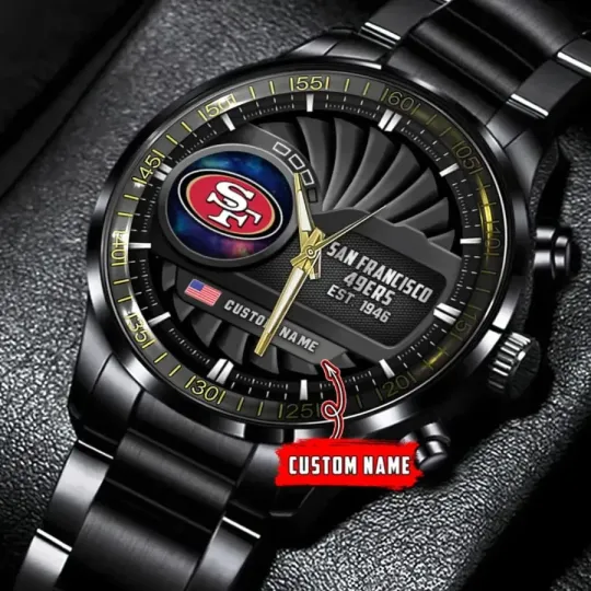 Discover Personalized San Francisco Football Team 49erss   Black Stainless Steel Watch