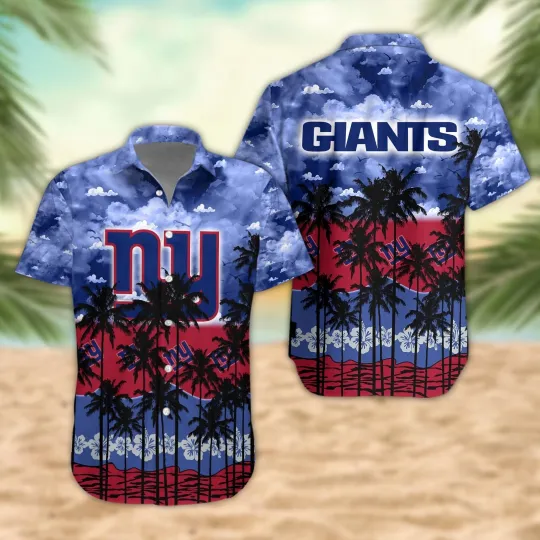 Discover New York Football Team Giantss Palm Trees Sunset Hawaiian Shirt, Unisex Adults,
