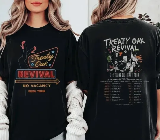 Discover Treaty Oak Revival 2026 West Texas Degenerate Tour T-shirt.