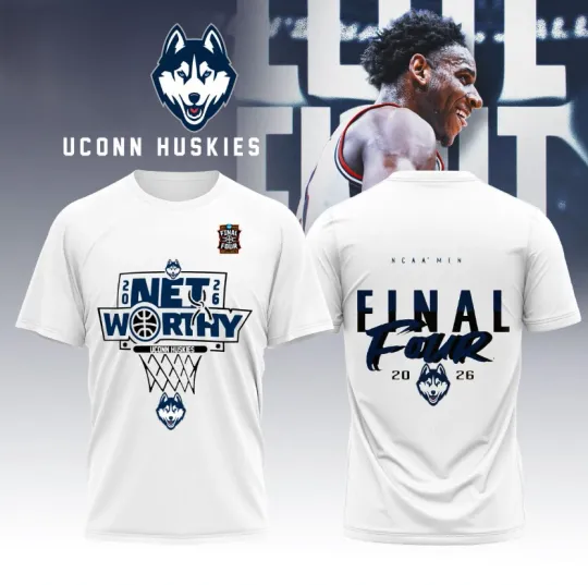 Discover UConn Huskies Final Four 2026 Shirt NCAA Basketball Net Worth Tee Fullsize