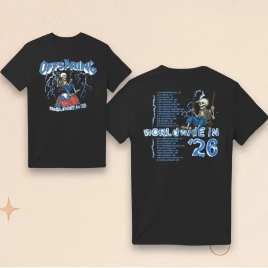 Discover The Offspring Swinging Skeleton 2026 Tour T-Shirt