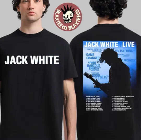 Discover JackWhite Live In Europe 2026 Tour Schedule Dates Two Sided T-Shirt