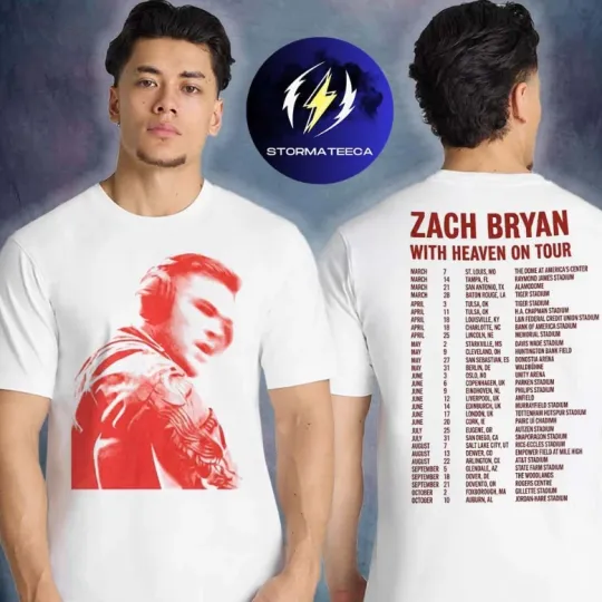 Discover Zach Zach Bry*An Merch With Heaven On Tour 2026 Roadmap Red Edition T-Shirt
