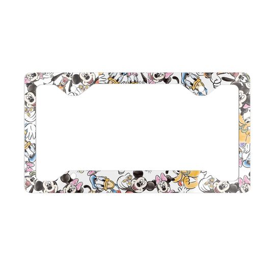 Discover Disney Characters Mickey Minnie Mouse Metal License Plate Frame, love, Gift for Disney Lovers, Cute Auto Accessories, Travel Enthusiast