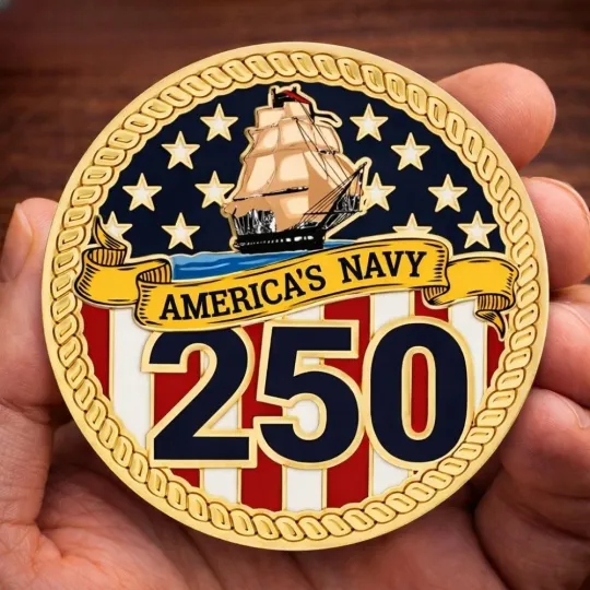 Discover Us Navy 250Th Anniversary Commemorative Challenge Coin 1775 2025