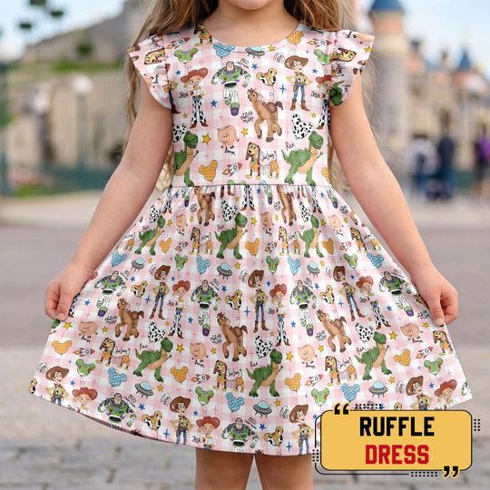 Retro Toy Story Checkered Ruffle Dress, Toy Story Woody Buzz Outfit, Pixar Fest Dress, Andy's Room Birthday Gift, WDW Girls' Trip Outfit