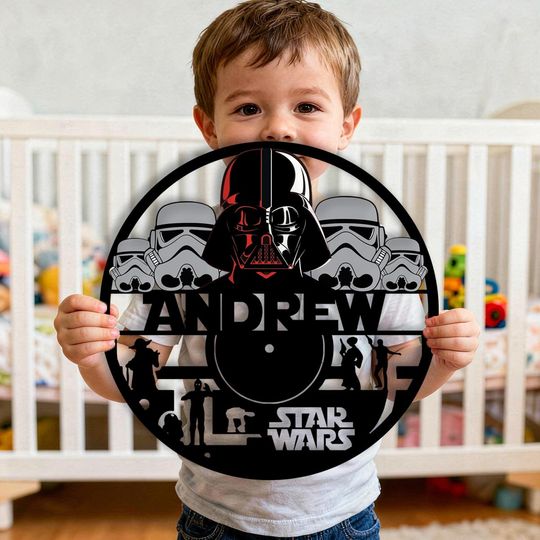 Personalized Sci-Fi Metal Name Sign | Dark Side Inspired Wall Art | Custom Metal Wall Decor | Fan Gift | Man Cave & Game Room Sign