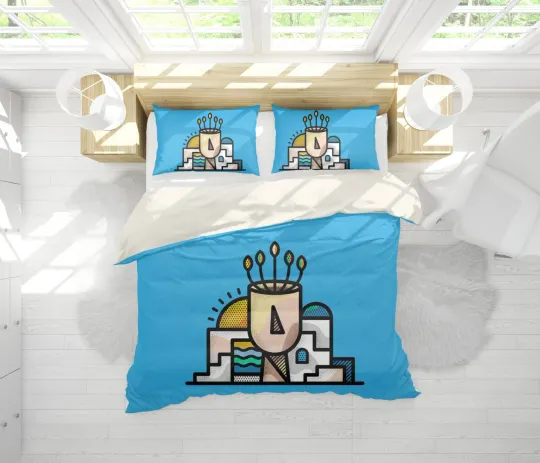 Discover 3D Cartoon Geometry Colorful Quilt Cover Set with Pillowcases