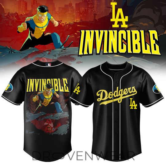 Discover Los Angeles Dodgers x INVINCIBLE Black Baseball Jersey