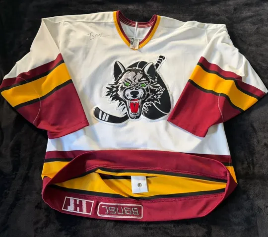 Discover Vintage Chicago Wolves IHL Signed Authentic Bauer Hockey Jersey Mens 52