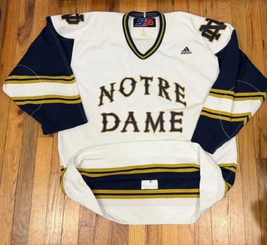Discover Team Issued Adidas SP Authentic ND Fighting Irish NCAA Hockey Jersey 50