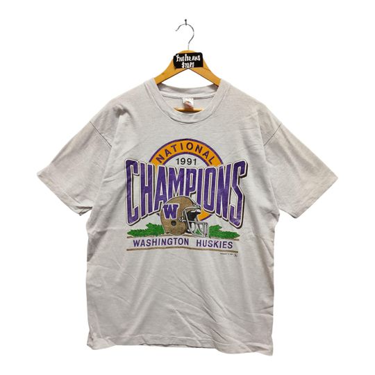 Vintage 1991 Washington Huskies National Champions Tee  Vintage NCAA Shirt