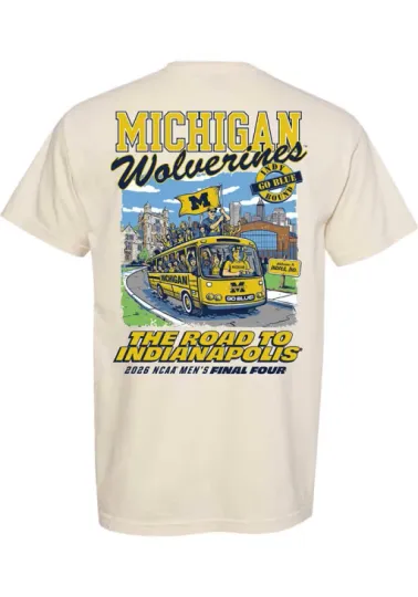 Discover Something Inked Michigan Wolverines Ivory Men's Basketball T-Shirt 2026