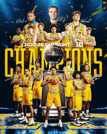 Discover Michigan Wolverines Men’s Basketball 2025 2026 Outright B1G Big 10 Poster