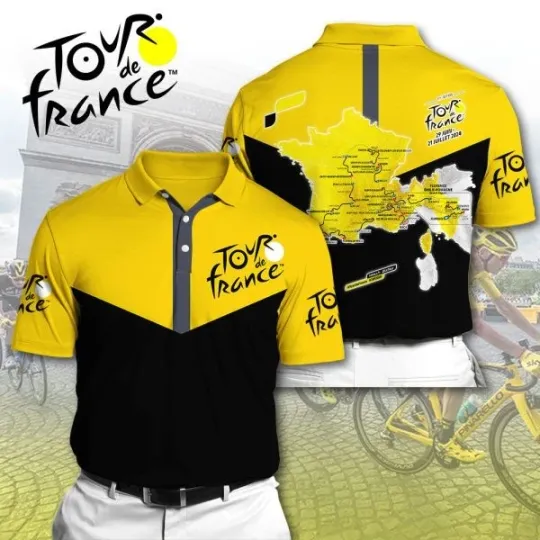 Discover Tour de France 3D Polo Shirt Black Men’s