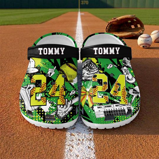 Discover Custom Name Softball Team Color Clog, Personalized Softball, Softball Fan Gift, Custom Sports Clogs for Kids & Adults