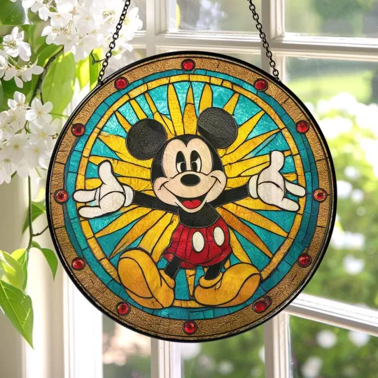 Discover Mickey Mouse Stained Glass Suncatcher, Disney Decor Gift