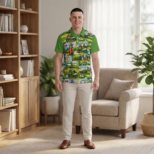 Discover Golf Collage Polo Shirt All-Over Print